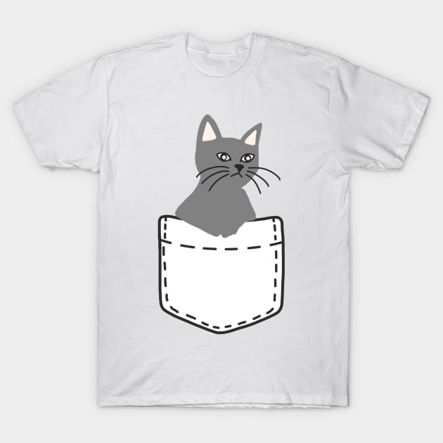 Cat In A Pocket Grey T-Shirt by panco